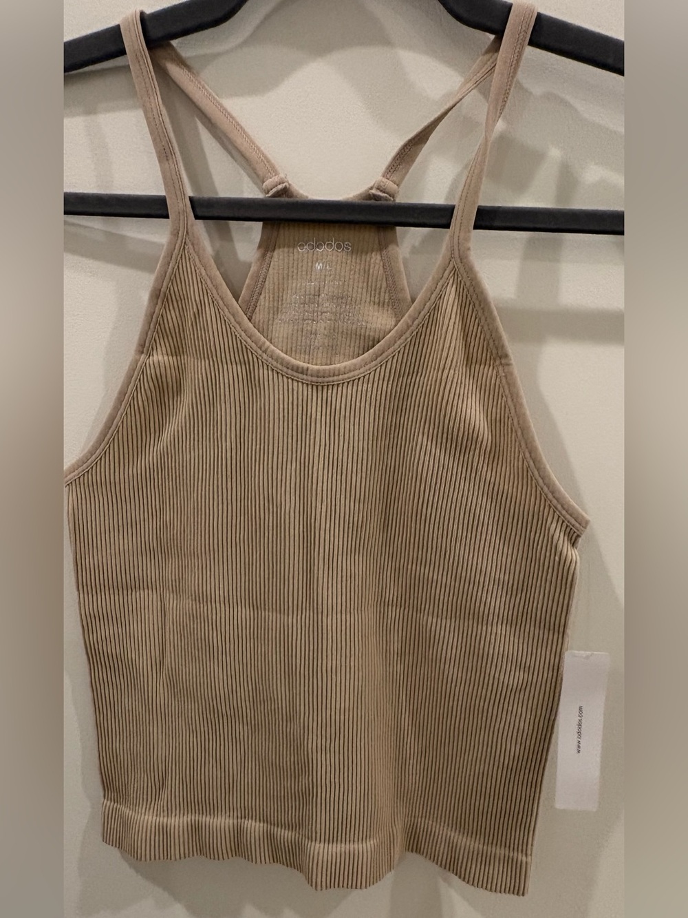 Ribbed Racerback Tank Top - Tan - Picture 2 of 3